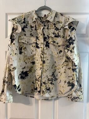 Anthropologie Pilcro Womens Button-Down Shirt - multicolor splatter